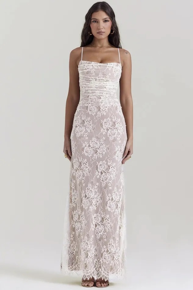 House Of CB ArtemisVintage Cream Lace Maxi Dress Vintage Women Corset Dresses