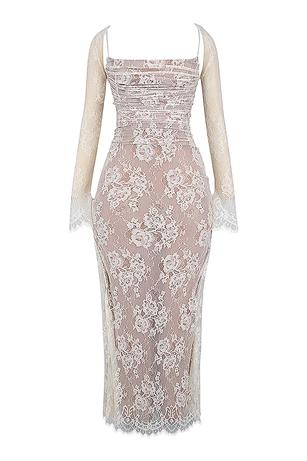 House Of CB ArtemisVintage Cream Lace Maxi Dress Vintage Women Corset Dresses