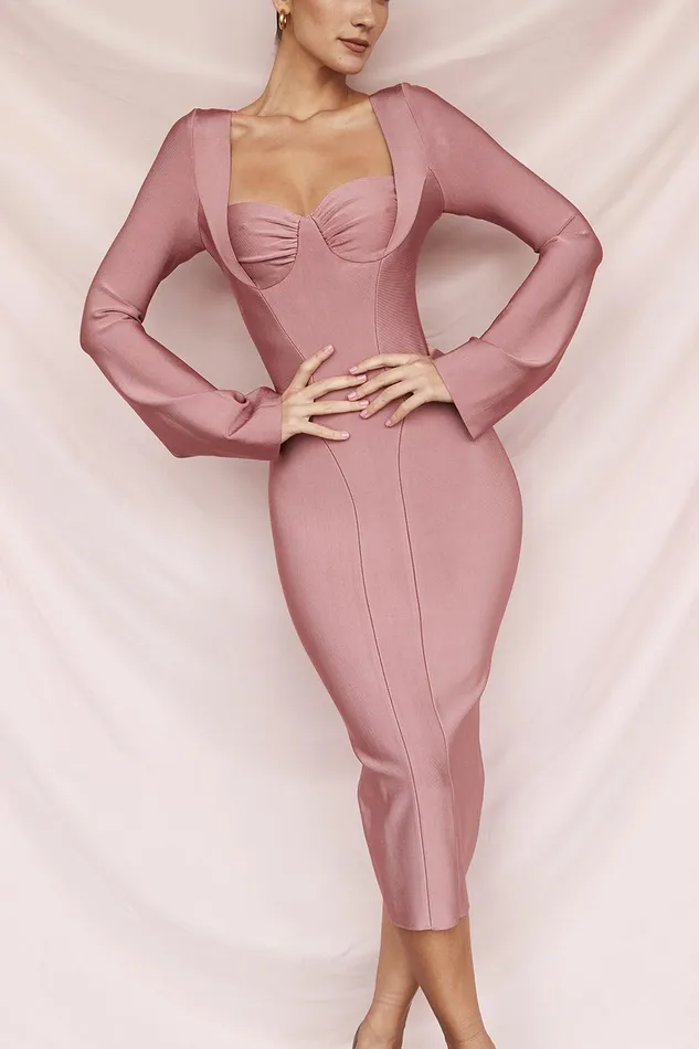 House Of CB BodyRose Bandage Midi Dress 8211 SALE Rose Women Midi Dresses