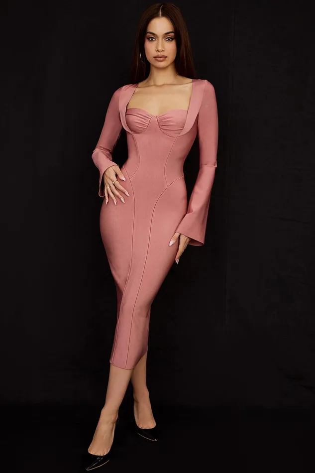House Of CB BodyRose Bandage Midi Dress 8211 SALE Rose Women Midi Dresses