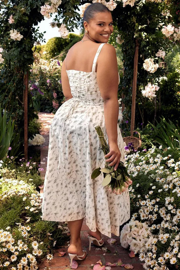 House Of CB CarmenGarden Print Bustier Sundress Garden Women Corset Dresses