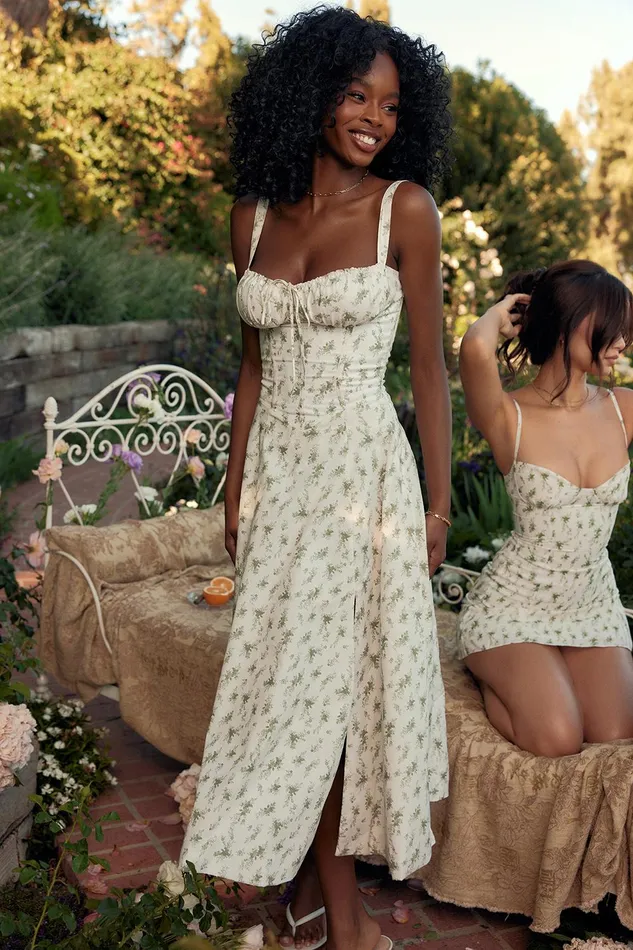 House Of CB CarmenGarden Print Bustier Sundress Garden Women Corset Dresses