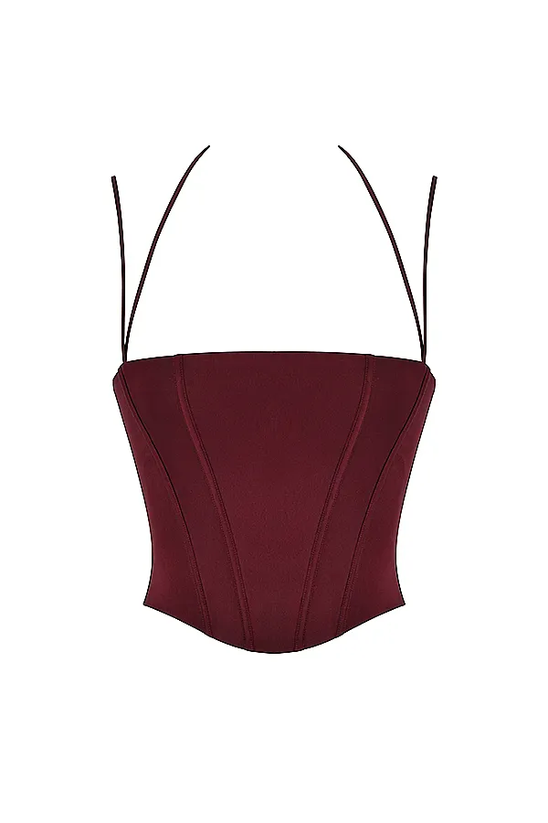 House Of CB ChantelleWine Satin Corset 8211 SALE Wine Women Corsets