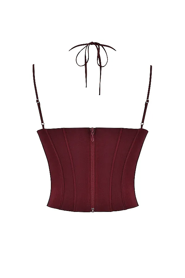 House Of CB ChantelleWine Satin Corset 8211 SALE Wine Women Corsets