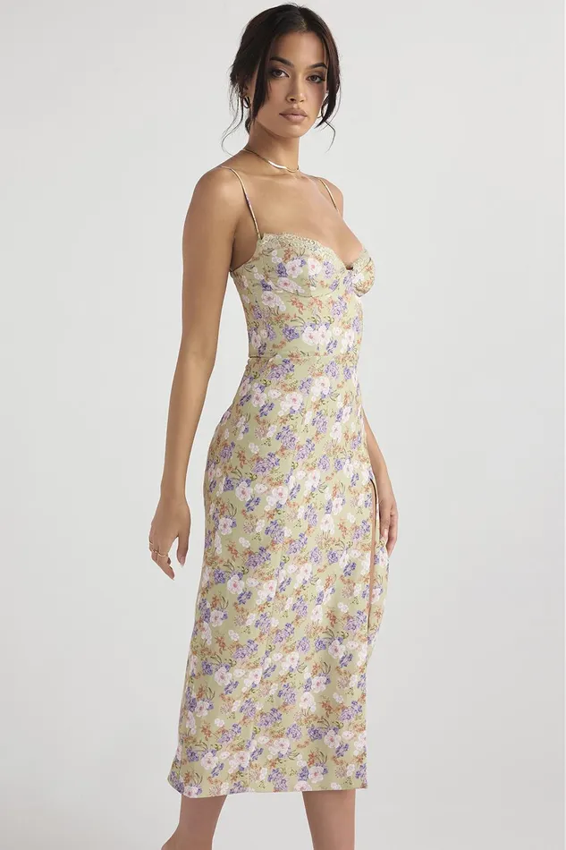 House Of CB CharlottePeony Print Midi Sundress 8211 SALE Peony Women Corset Dresses