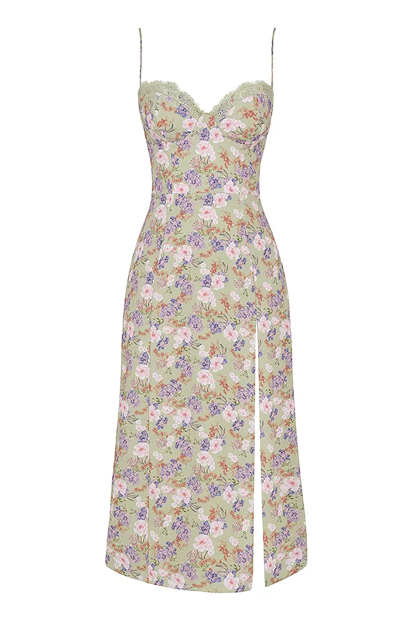 House Of CB CharlottePeony Print Midi Sundress 8211 SALE Peony Women Corset Dresses