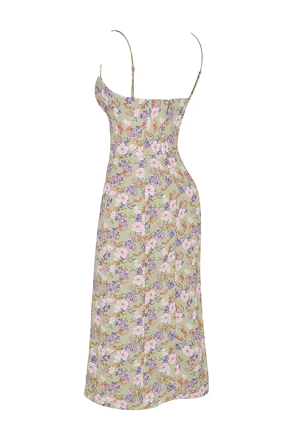 House Of CB CharlottePeony Print Midi Sundress 8211 SALE Peony Women Corset Dresses