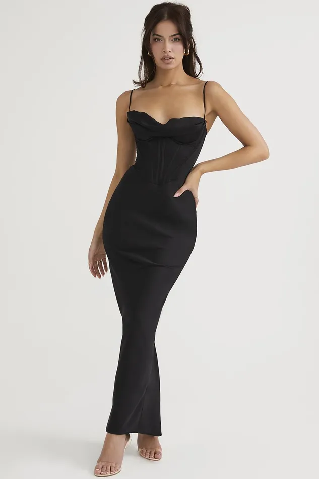 House Of CB CharmaineBlack Corset Maxi Dress Black Women Bodycon Dresses