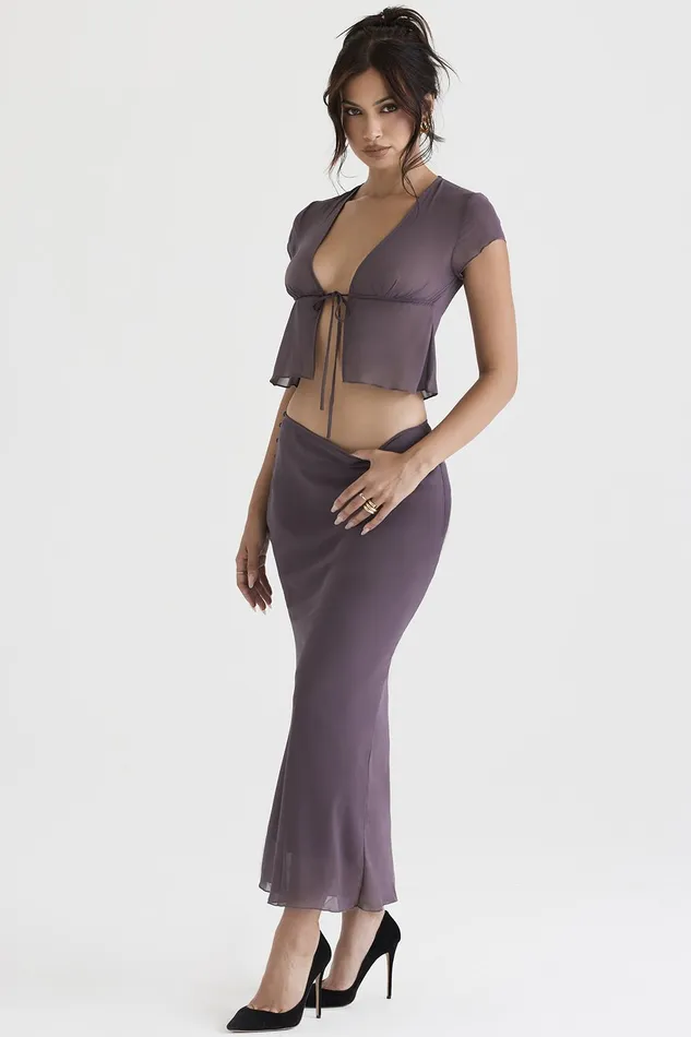House Of CB DyanaDark Mauve Bias Cut Maxi Skirt 8211 SALE Dark Women Skirts