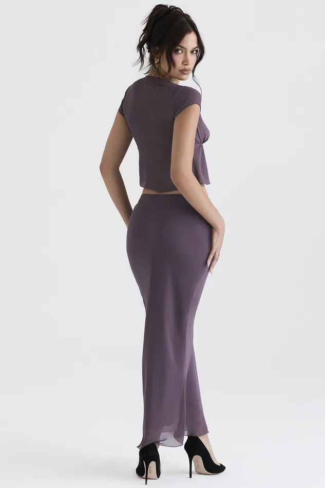 House Of CB DyanaDark Mauve Bias Cut Maxi Skirt 8211 SALE Dark Women Skirts