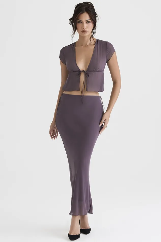 House Of CB DyanaDark Mauve Bias Cut Maxi Skirt 8211 SALE Dark Women Skirts