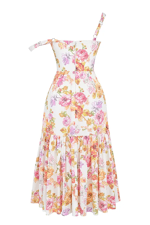 House Of CB EliaIvory Floral Midi Sundress Ivory Women Corset Dresses