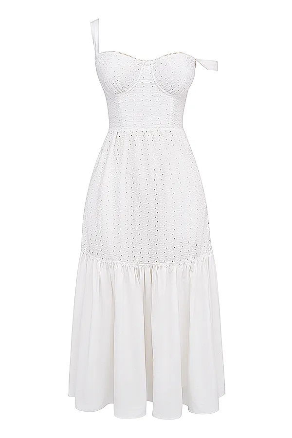 House Of CB EliaWhite Broderie Anglaise Midi Sundress White Women Corset Dresses