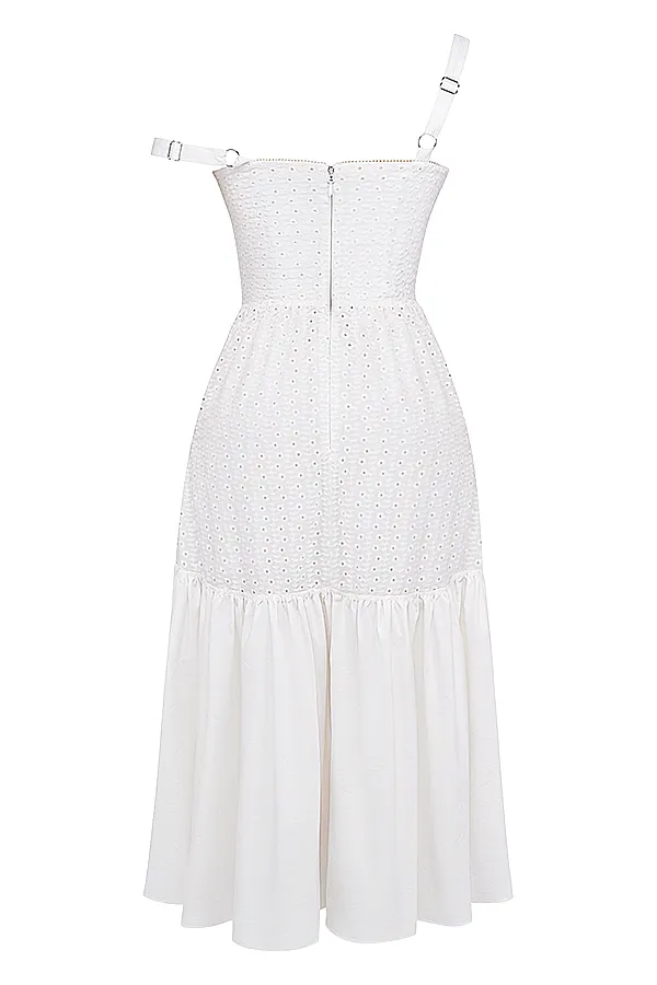 House Of CB EliaWhite Broderie Anglaise Midi Sundress White Women Corset Dresses