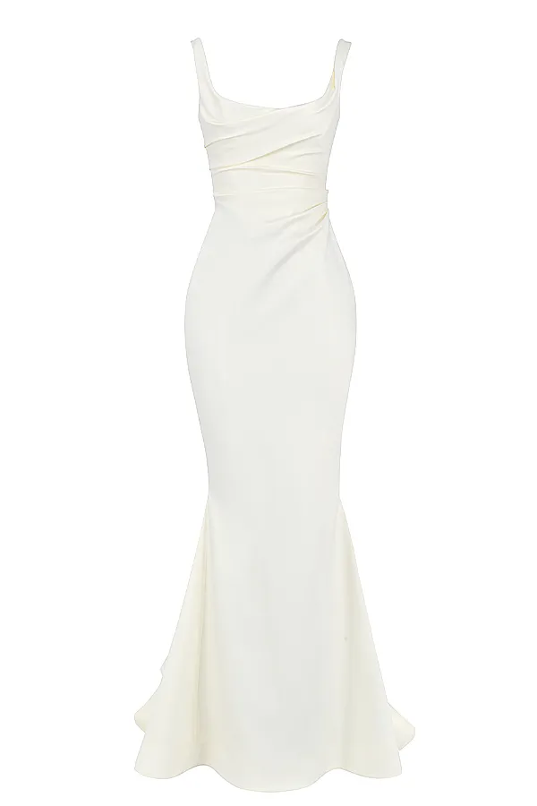 House Of CB EmilieOff White Satin Mermaid Bridal Gown Off Women Maxi Dresses