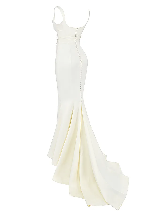 House Of CB EmilieOff White Satin Mermaid Bridal Gown Off Women Maxi Dresses