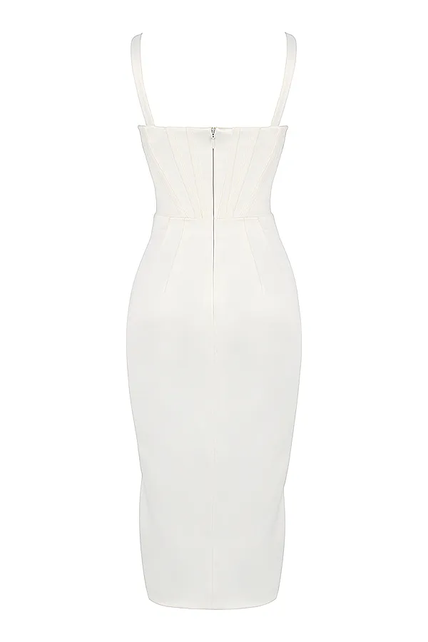 House Of CB FayeIvory Satin Corset Midi Dress 8211 SALE Ivory Women Corset Dresses