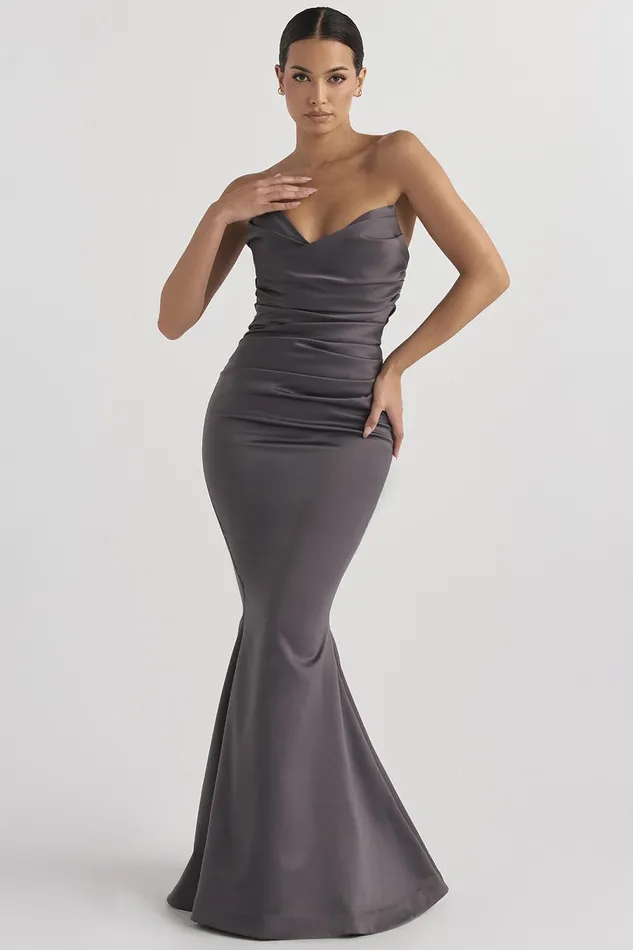 House Of CB FleurShadow Satin Strapless Gown 8211 SALE Shadow Women Maxi Dresses