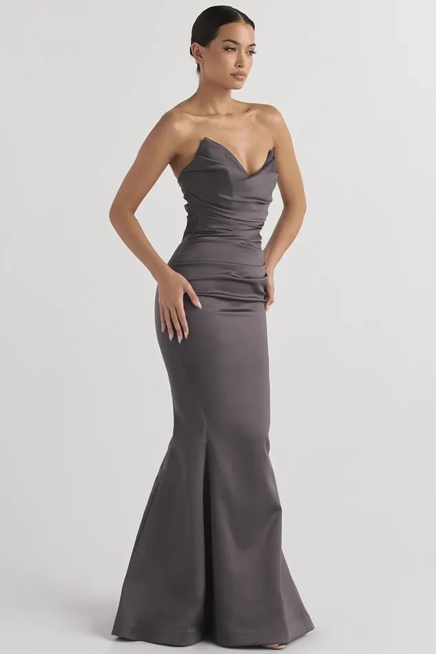 House Of CB FleurShadow Satin Strapless Gown 8211 SALE Shadow Women Maxi Dresses