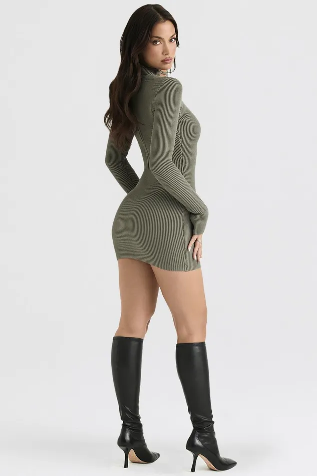 House Of CB JadaArtichoke Knit Lace Up Dress 8211 SALE Artichoke Women Mini Dresses