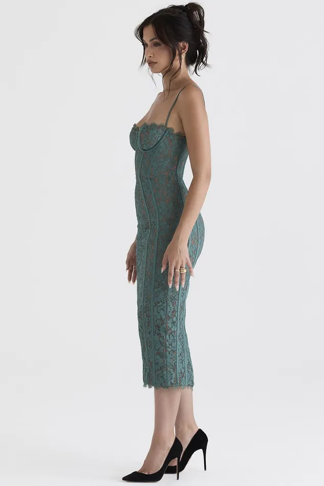 House Of CB JoelleForest Lace Midi Dress 8211 SALE Forest Women Bodycon Dresses