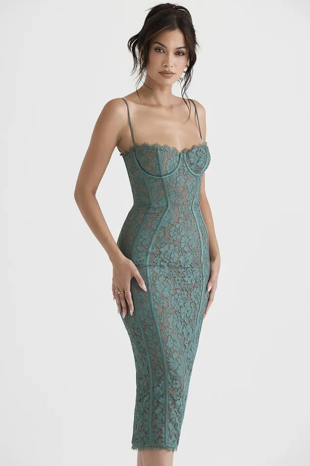 House Of CB JoelleForest Lace Midi Dress 8211 SALE Forest Women Bodycon Dresses