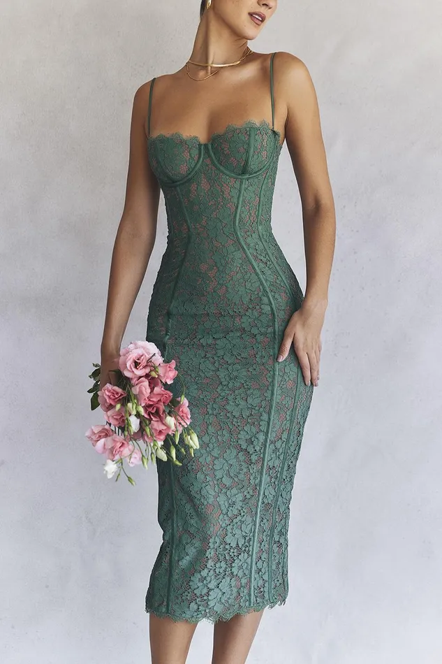 House Of CB JoelleForest Lace Midi Dress 8211 SALE Forest Women Bodycon Dresses