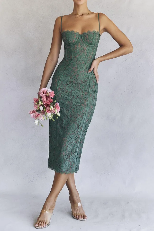 House Of CB JoelleForest Lace Midi Dress 8211 SALE Forest Women Bodycon Dresses