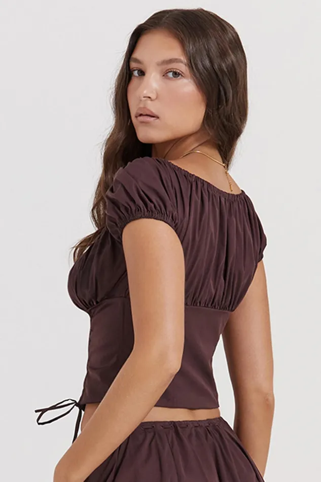 House Of CB KittyRich Brown Gathered Top 8211 SALE Rich Women Tops
