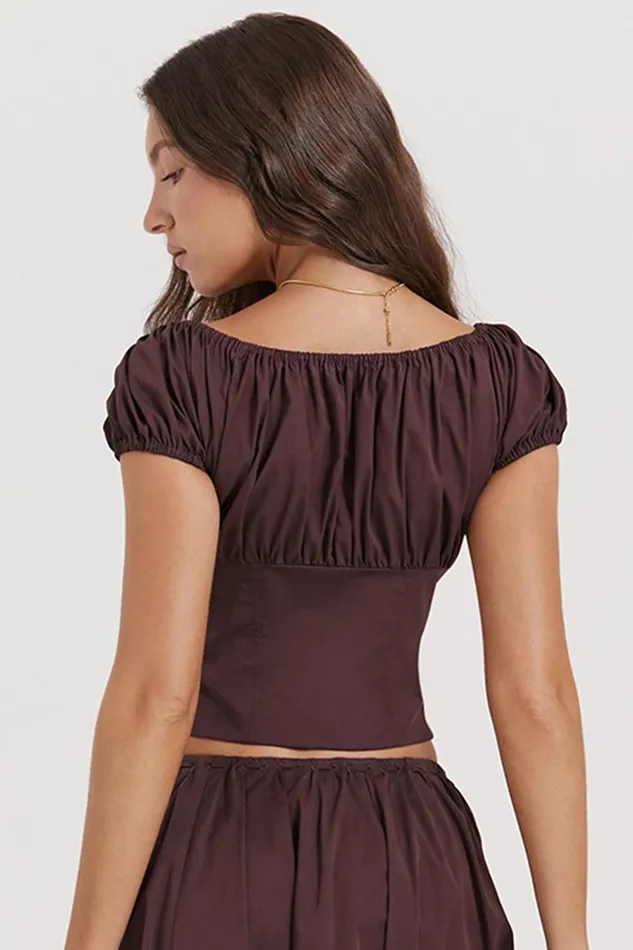 House Of CB KittyRich Brown Gathered Top 8211 SALE Rich Women Tops
