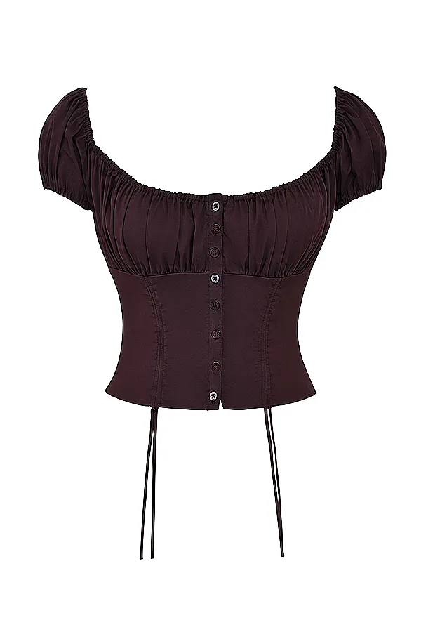 House Of CB KittyRich Brown Gathered Top 8211 SALE Rich Women Tops