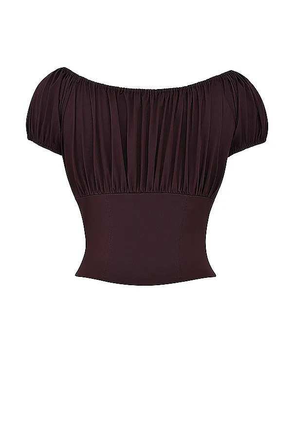 House Of CB KittyRich Brown Gathered Top 8211 SALE Rich Women Tops