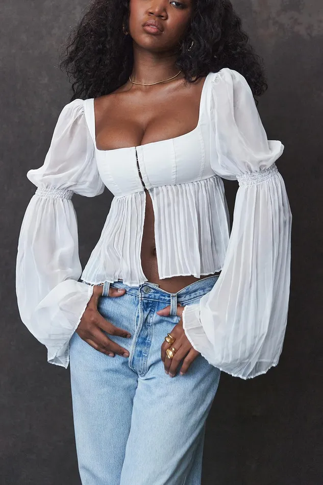 House Of CB LucieWhite Pleated Top White Women Tops