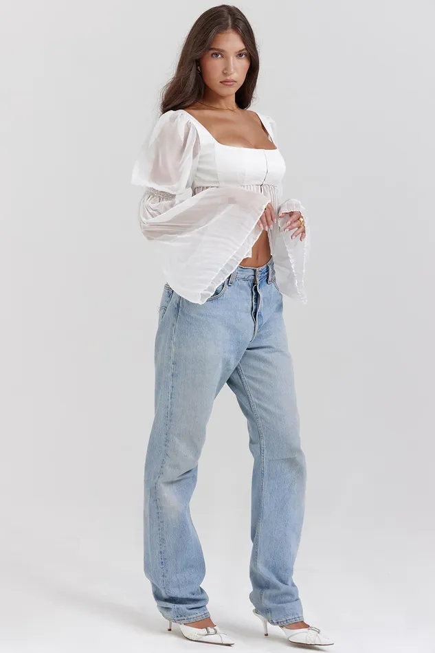 House Of CB LucieWhite Pleated Top White Women Tops