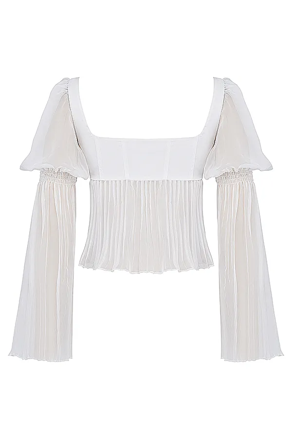 House Of CB LucieWhite Pleated Top White Women Tops