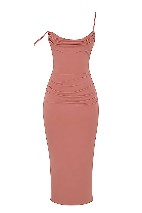 House Of CB MarciellaRose Draped Corset Midi Dress 8211 SALE Rose Women Bodycon Dresses