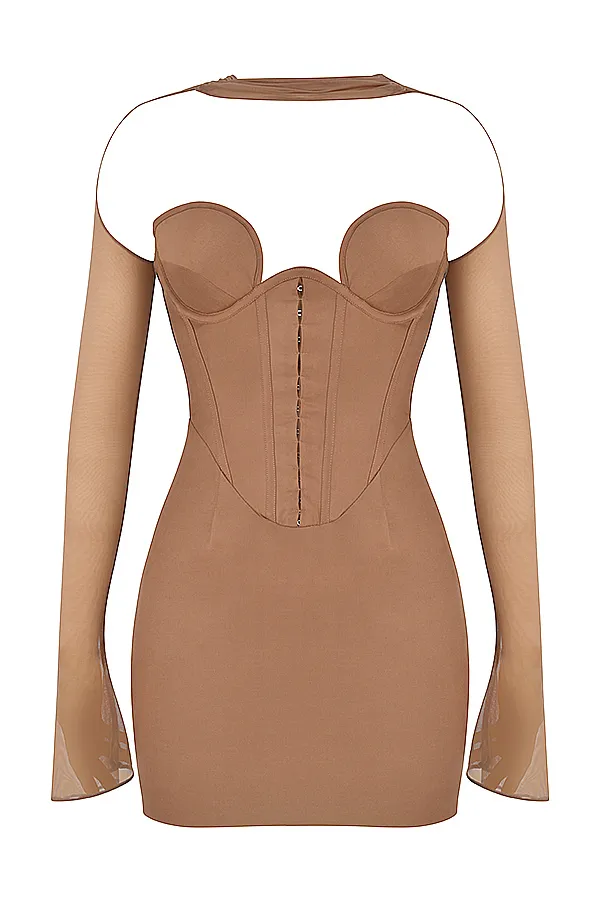 House Of CB MayaraMocha Structured Corset Mini Dress 8211 SALE Mocha Women Corset Dresses