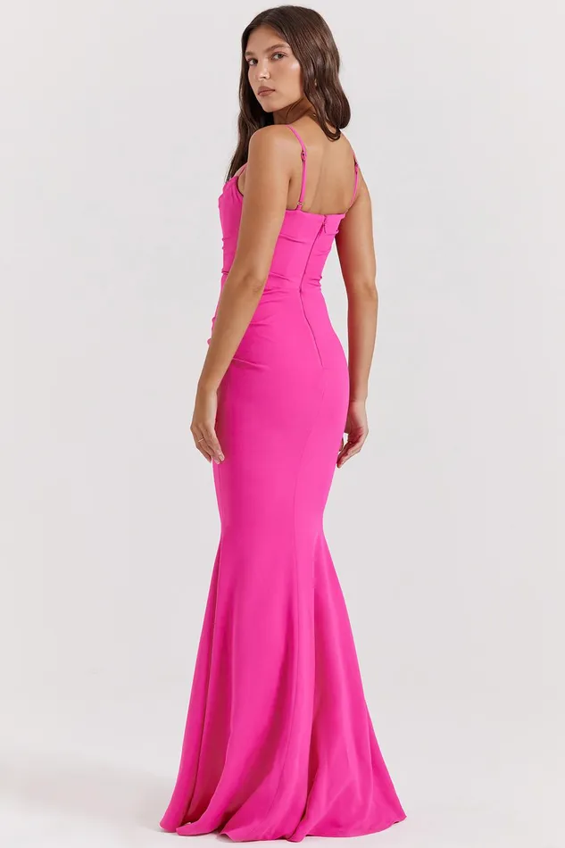 House Of CB MilenaHot Pink Corset Maxi Dress 8211 SALE Hot Women Corset Dresses