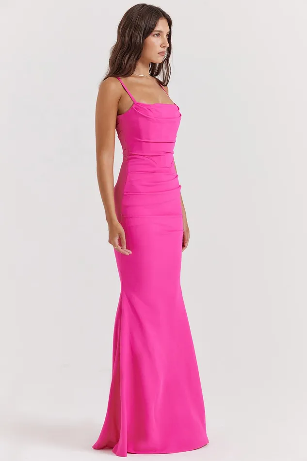 House Of CB MilenaHot Pink Corset Maxi Dress 8211 SALE Hot Women Corset Dresses