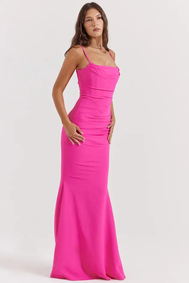 House Of CB MilenaHot Pink Corset Maxi Dress 8211 SALE Hot Women Corset Dresses