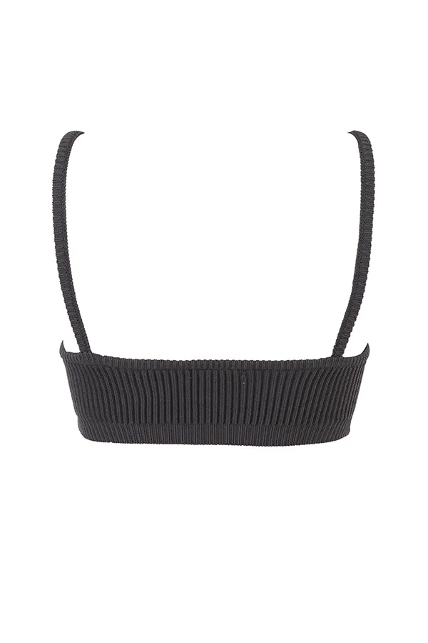House Of CB MischaDark Grey Ribbed Knit Bralette 8211 SALE Dark Women Tops