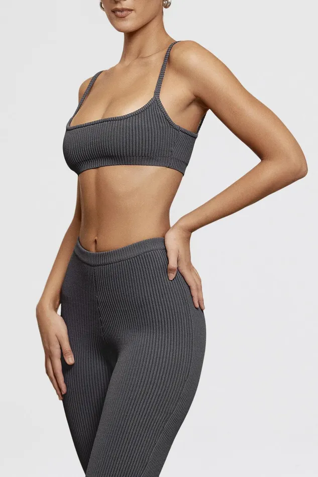 House Of CB MischaDark Grey Ribbed Knit Bralette 8211 SALE Dark Women Tops