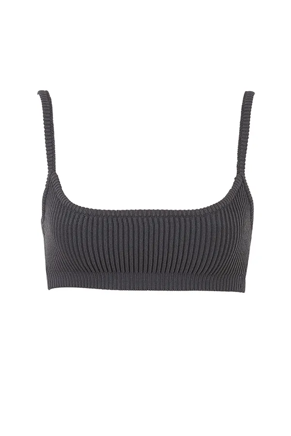 House Of CB MischaDark Grey Ribbed Knit Bralette 8211 SALE Dark Women Tops