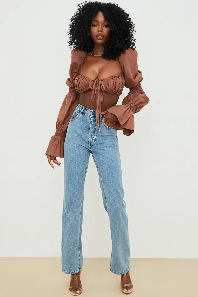 House Of CB MollyChocolate Shirred Top 8211 SALE Chocolate Women Tops