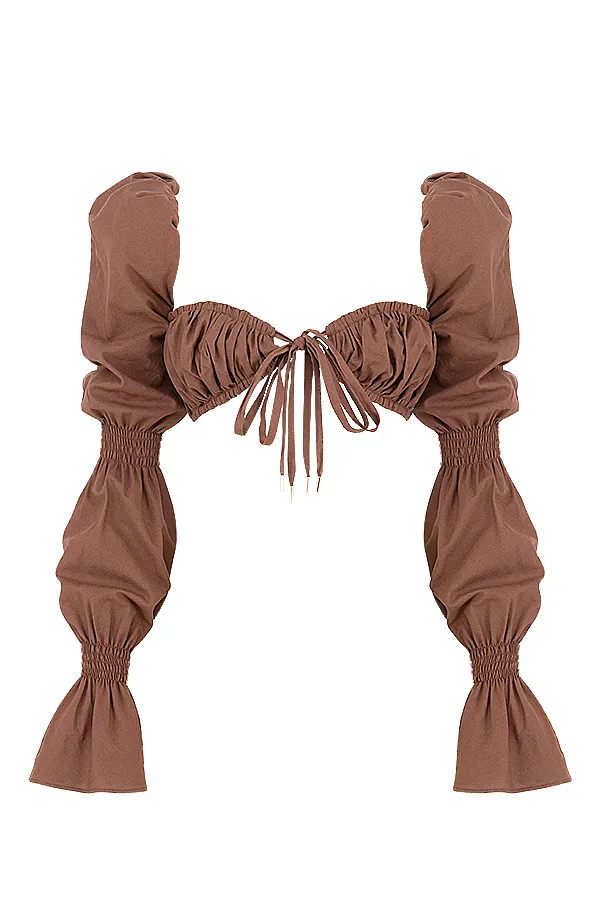 House Of CB MollyChocolate Shirred Top 8211 SALE Chocolate Women Tops