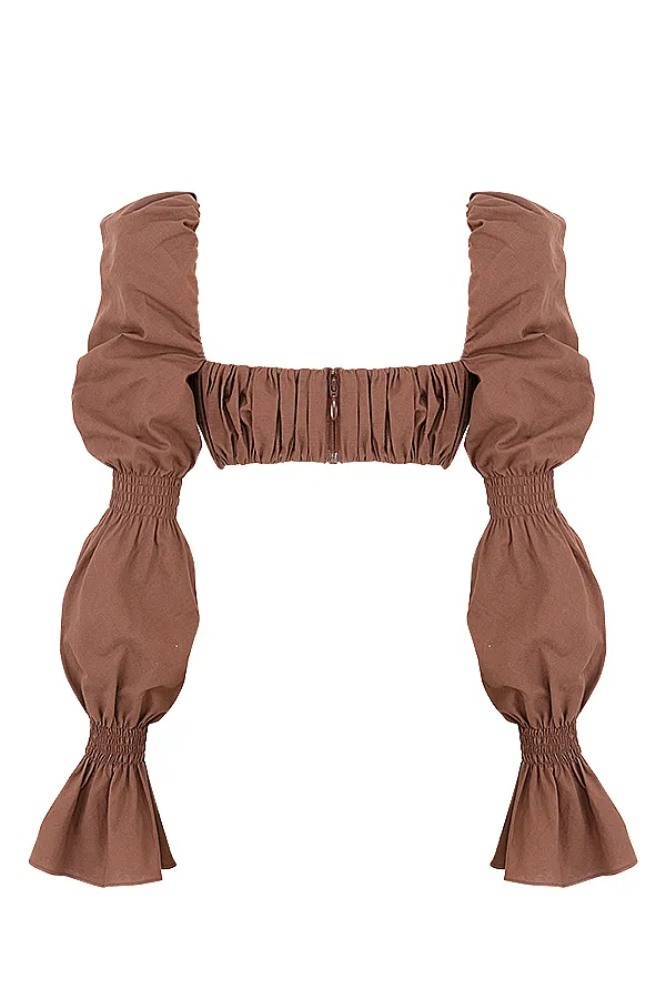 House Of CB MollyChocolate Shirred Top 8211 SALE Chocolate Women Tops