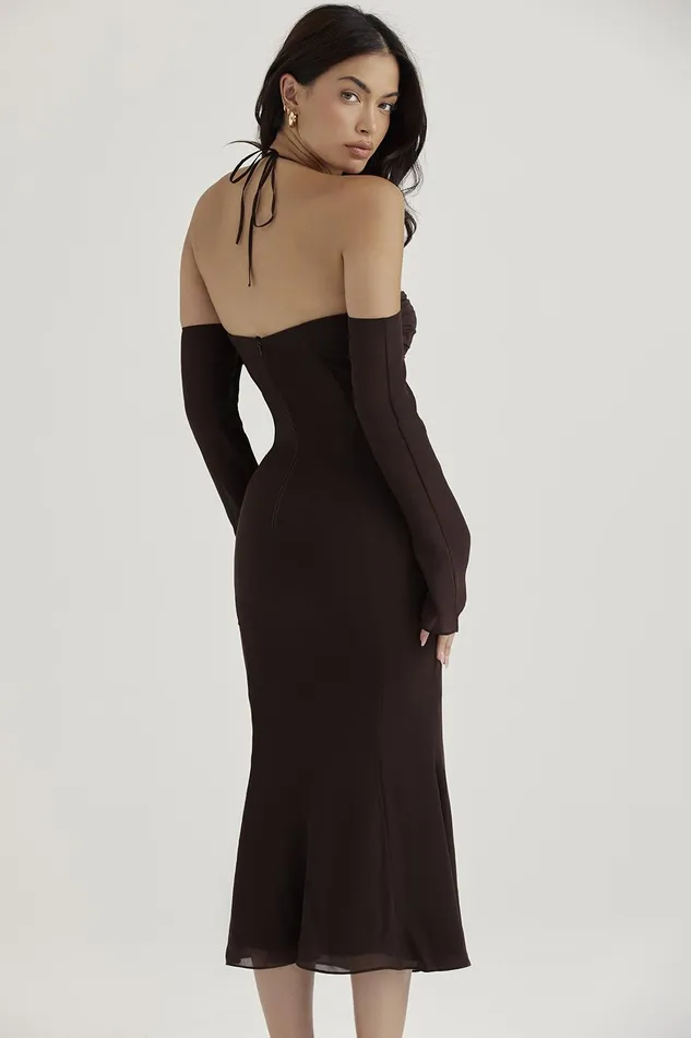House Of CB NaomiEspresso Halter Midi Dress 8211 SALE Espresso Women Bodycon Dresses