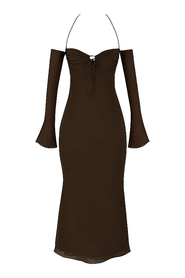 House Of CB NaomiEspresso Halter Midi Dress 8211 SALE Espresso Women Bodycon Dresses