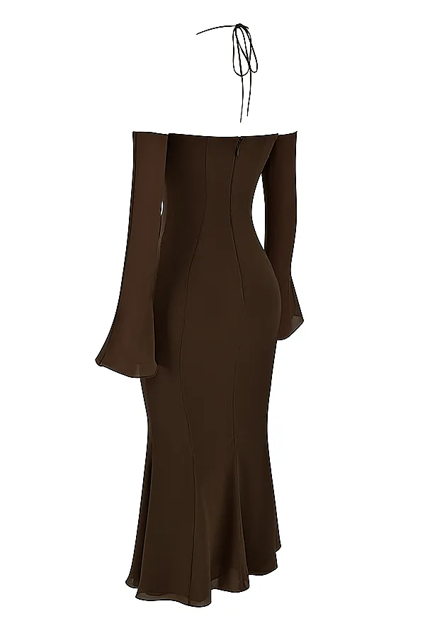 House Of CB NaomiEspresso Halter Midi Dress 8211 SALE Espresso Women Bodycon Dresses