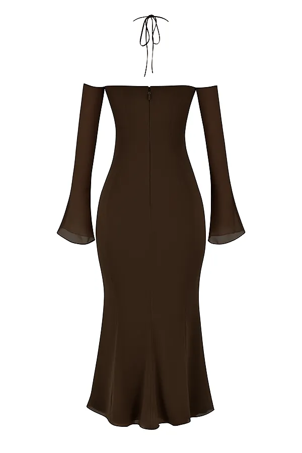 House Of CB NaomiEspresso Halter Midi Dress 8211 SALE Espresso Women Bodycon Dresses